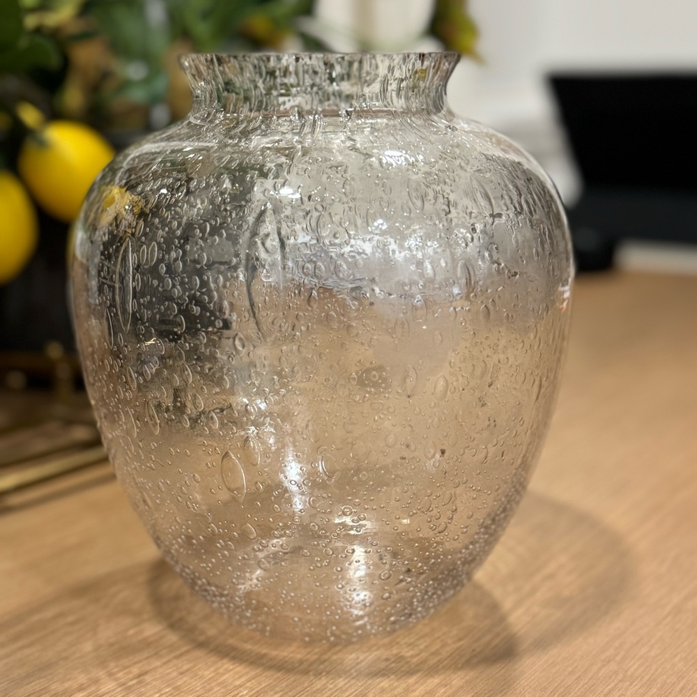 Antique Vintage Hand Blown Controlled Bubbles  Glass Vase